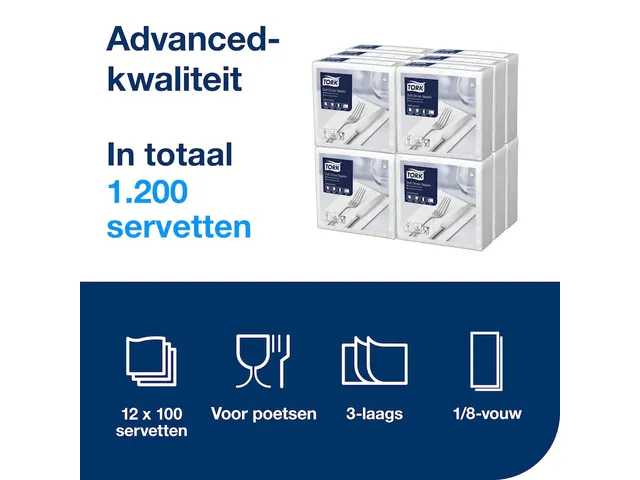 Servetten Tork 477579 Soft dinner 3-laags 39x39cm wit 100st.
