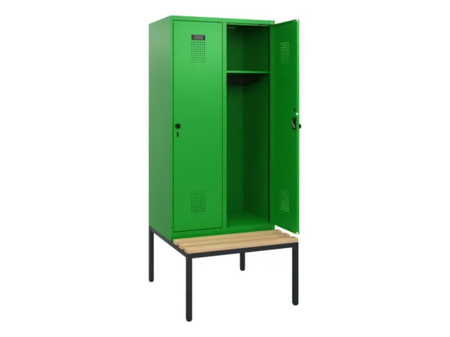 locker met bank,HxBxD 1950x800x815mm,2vak,vak B 400mm,draaigrendel