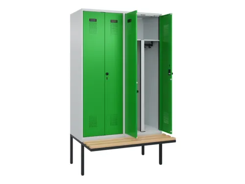 PBM-locker met bank,HxBxD 2120x1200x815mm,4vak,vak B 300mm