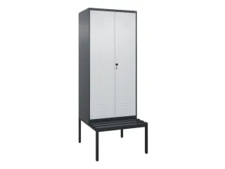 PBM-locker met bank,HxBxD 2120x800x815mm,2vak,vak B 400mm,draaigrendel - 1