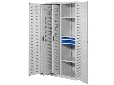 verticale kast,HxBxD 1950x1000x600mm,deur m. perforaties,RAL5010