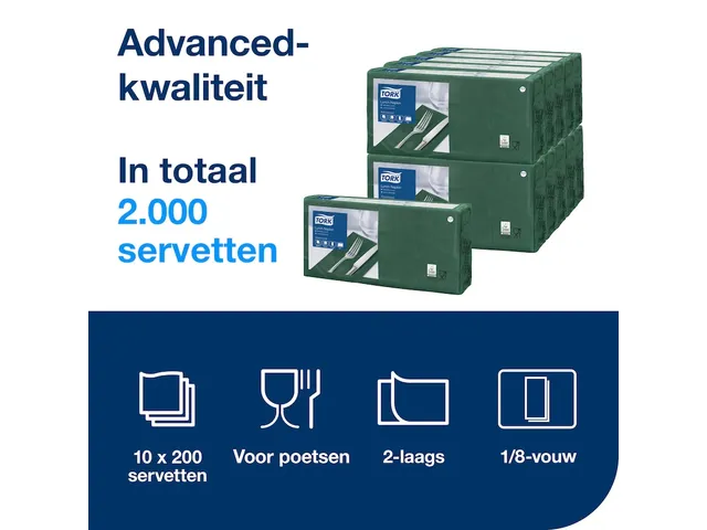 Tork 477423 Lunchservet Advanced Donkergroen 33x33cm