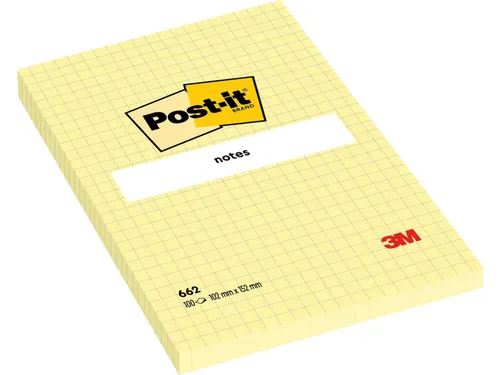 Memoblok Post-it 662 102x152mm ruit geel