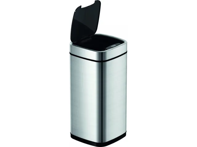 Vierkante Afvalbak 50 Liter Touch Deksel Mat RVS