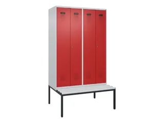PBM-locker met bank,HxBxD 2120x1200x815mm,4vak,vak B 300mm - 2