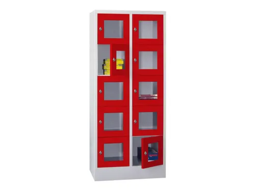 lockerkast,HxBxD 1850x800x500mm,2x5vakken,RAL7035,front RAL3000