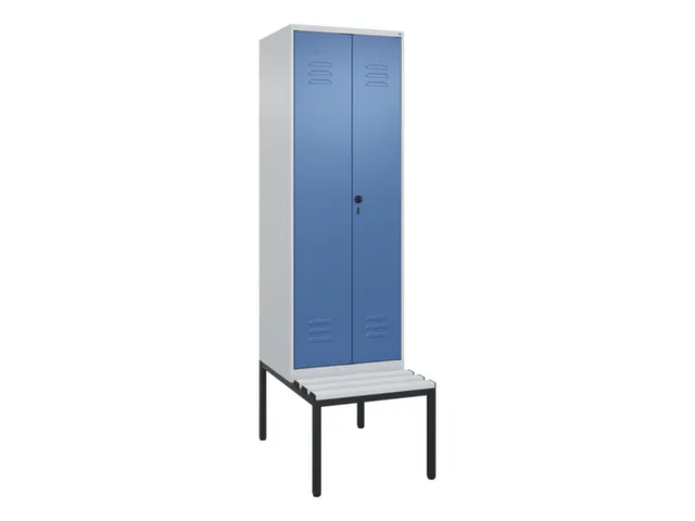 PBM-locker met bank,HxBxD 2120x600x815mm,2vak,vak B 300mm,draaigrendel