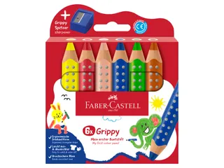 Kleurpotlood Faber-Castell Grippy XXL Jumbo etui 6 stuks en puntenslij - 1