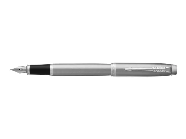 Parker IM Vulpen Stainless Steel CT Finish Fijn Blauwe inkt