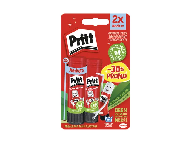 Lijmstift Pritt Original Medium 22gr blister à 2 stuks Promo