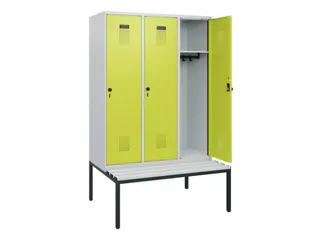 locker met bank,HxBxD 1950x1200x815mm,3vak,vak B 400mm,draaigrendel - 1