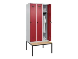 locker met bank,HxBxD 2120x900x815mm,3vak,vak B 300mm,draaigrendel