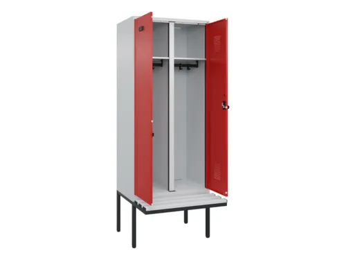 locker met bank,voor scheiding van kleding,HxBxD 2120x800x815mm,2vak