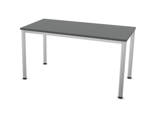 Vergadertafel Hxbxd 74x140x70cm 4-poots Aluzilver Ms-donkergrijs