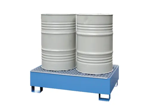 Opvangbak Staal Bxdxh 1325X1320X250Mm Voor 2X200L Vaten Rooster Blauw