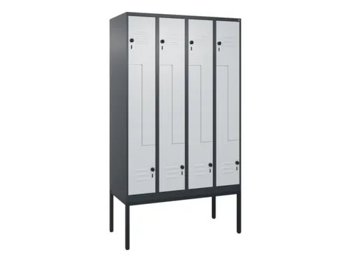 Z-garderobekast,HxBxD 2120x1200x500mm,vak B 150/300mm,draaigrendel