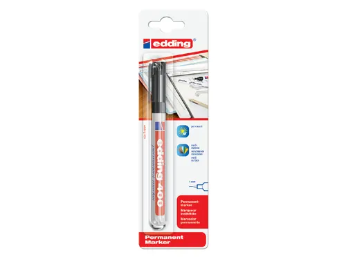 Viltstift edding 400 rond zwart 1mm blister