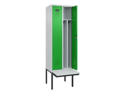 locker met bank,voor scheiding van kleding,HxBxD 2120x600x815mm,2vak