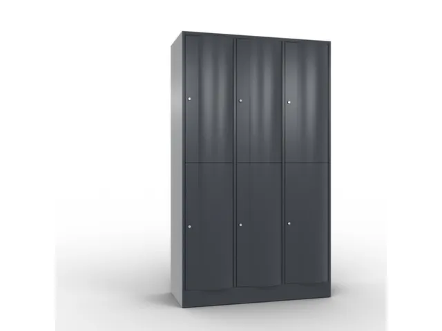 lockerkast cil.slot 1950x1150x540mm 3x2 vakken RAL7021 front RAL7021