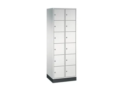 lockerkast,RAL 7035,HxBxD 1950x620x500mm,2x6vakken,cil.-slot,sokkel