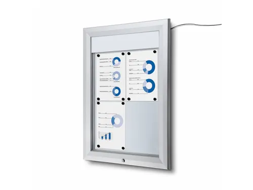 Outdoor mededelingenbord 4x A4 met logopaneel LED verlicht