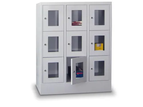 lockerkast,HxBxD 855x1200x500mm,3x2vakken,RAL7035,front RAL5012