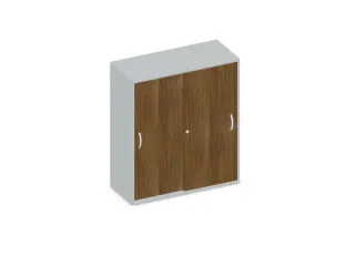 Schuifdeurkast 1150x1000x430mm Romp Lichtgrijs Decor Front Noten - 1