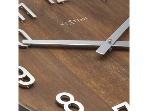 Grote wandklok - 50cm- Stille klok - Walnoot hout - NeXtime "Precious"