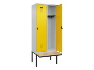 locker met bank,HxBxD 2120x800x815mm,2vak,vak B 400mm,draaigrendel - 2