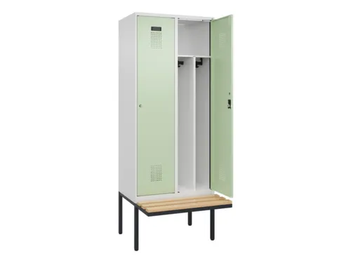 locker met bank,voor scheiding van kleding,HxBxD 2120x800x815mm,2vak