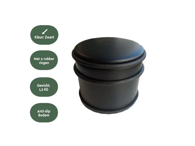 Deurstopper Zwart ⌀9 x7.5 cm