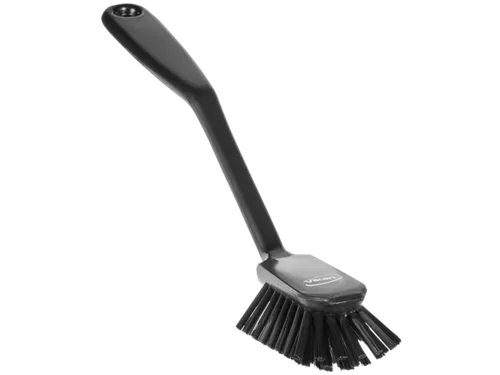 Vikan Hygiene afwasborstel met schraprand medium vezels 280mm zwart