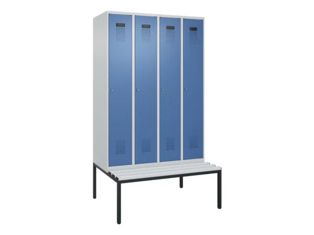 locker met bank,voor scheiding van kleding,HxBxD 2120x1200x815mm,4vak