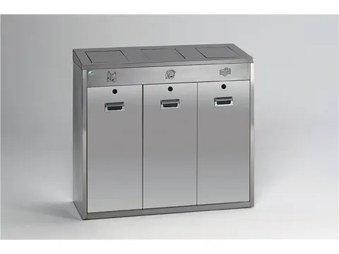 afvalverzamelstation 3x48 liter HxBxD 920x1000x430mm nee deksel RVS