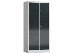 Lockerkast 1800x800x500mm 2x3 vakken cilinderslot, sokkel, RAL7016