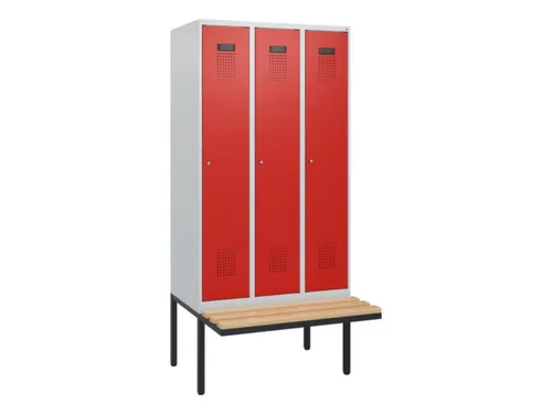 locker met bank,HxBxD 1950x900x815mm,3vak,vak B 300mm,cilinderslot