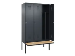 locker met bank,voor scheiding van kleding,HxBxD 2120x1200x815mm,3vak