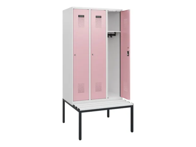 locker met bank,HxBxD 1950x900x815mm,3vak,vak B 300mm,cilinderslot