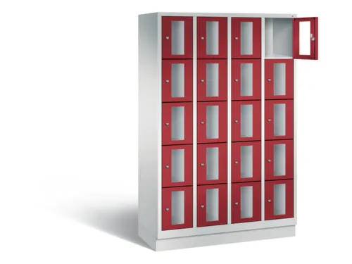 Lockerkast 1800x1190x500mm 4x5 vakken Cilinderslot, Sokkel, RAL3003
