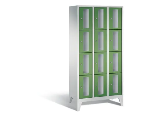 Lockerkast 1850x900x500mm 3x4 vakken Cilinderslot Poten, RAL6011