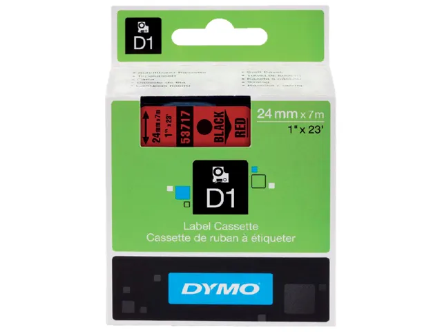 Labeltape Dymo LabelManager D1 polyester 24mm zwart op rood
