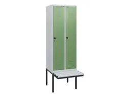 locker met bank,HxBxD 1950x600x815mm,2vak,vak B 300mm,draaigrendel