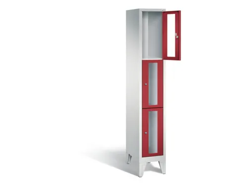 lockerkast 1850x320x500mm 1x3 vakken Cilinderslot Poten, RAL3003