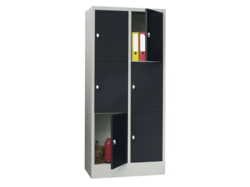 lockerkast,HxBxD 1850x800x500mm,2x3vakken,RAL7035,front RAL7016