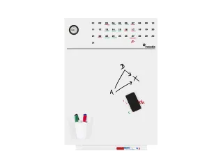 Whiteboard Rocada Skinclock 55x75cm wit gelakt met klok en kalender - 5