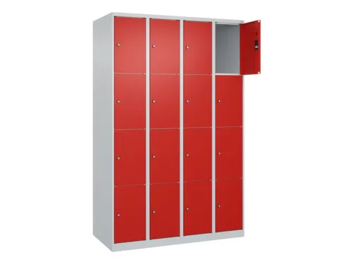 lockerkast,HxBxD 1850x1200x500mm,4x4vakken,vak B 300mm,cil.-slot