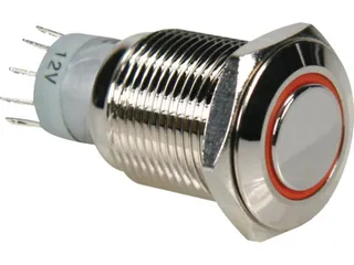 Ronde Metalen Drukknop Spdt 1NO 1NC - Oranje Ring - 1
