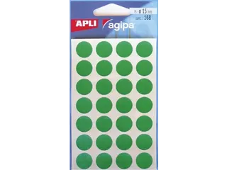 Ronde Etiketten in Etui Diameter Ø15mm, Groen, 168 Stuks, 28 per Blad - 1