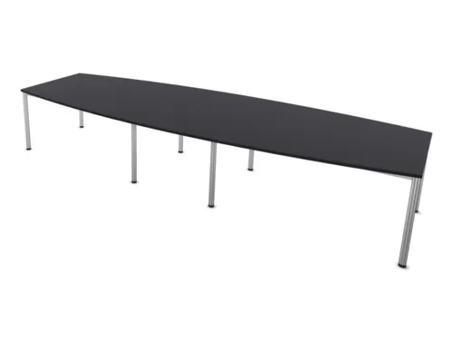 vergadertafel HxBxD 74x400x140cm vatvormig CC-zwart Alu 4voeten