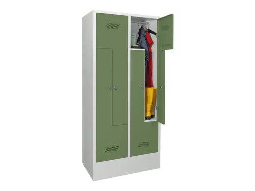 Z-garderobekast,HxBxD 1850x800x500mm,vak B 400mm,RAL7035,front RAL6011